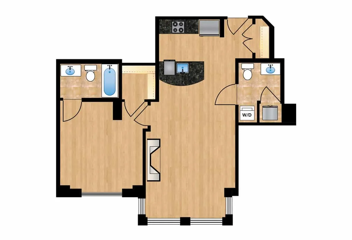 One Bedroom — Unit 102 floor plan