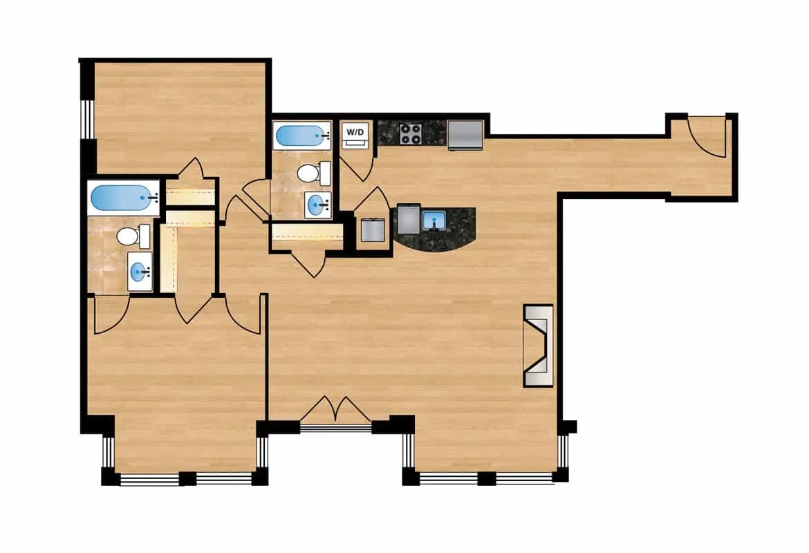 Two Bedroom — Unit 103 floor plan