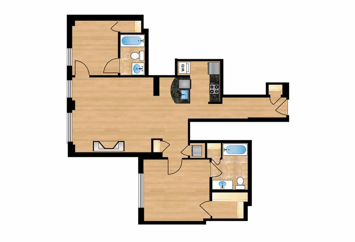 Two Bedroom — Unit 105 floor plan