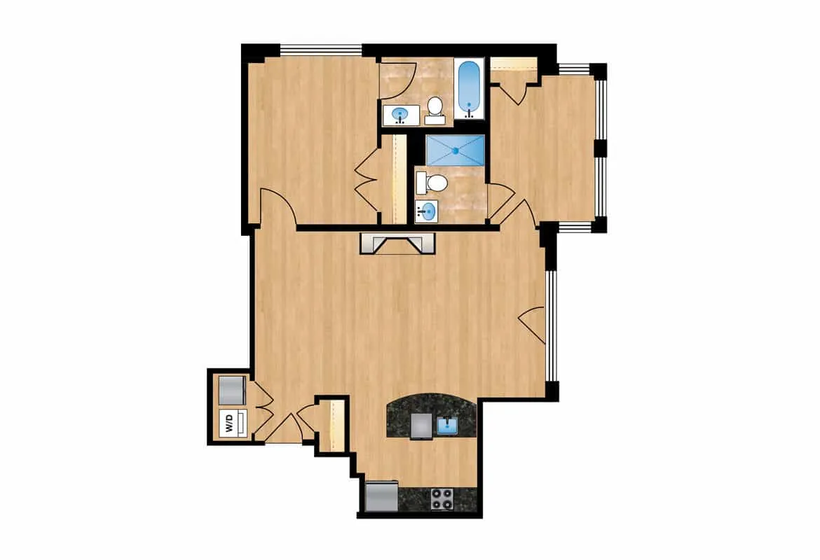 Two Bedroom — Unit 107 floor plan