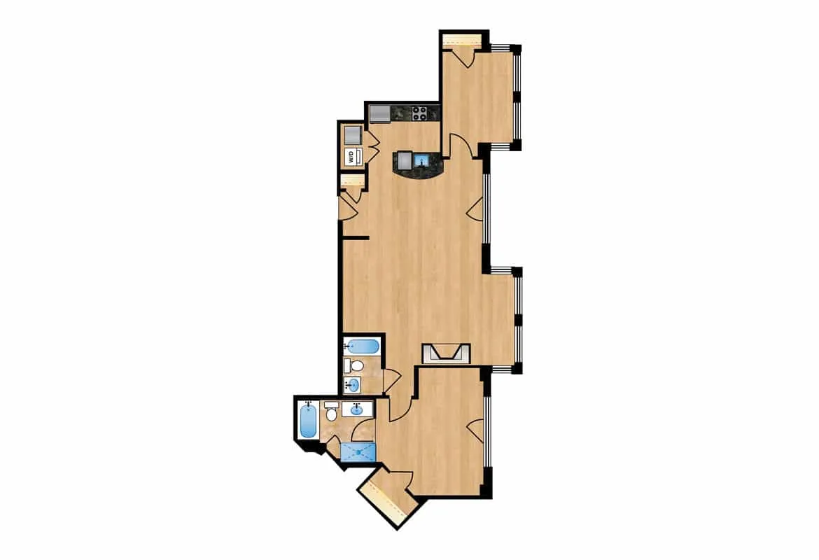 Two Bedroom — Unit 108 floor plan
