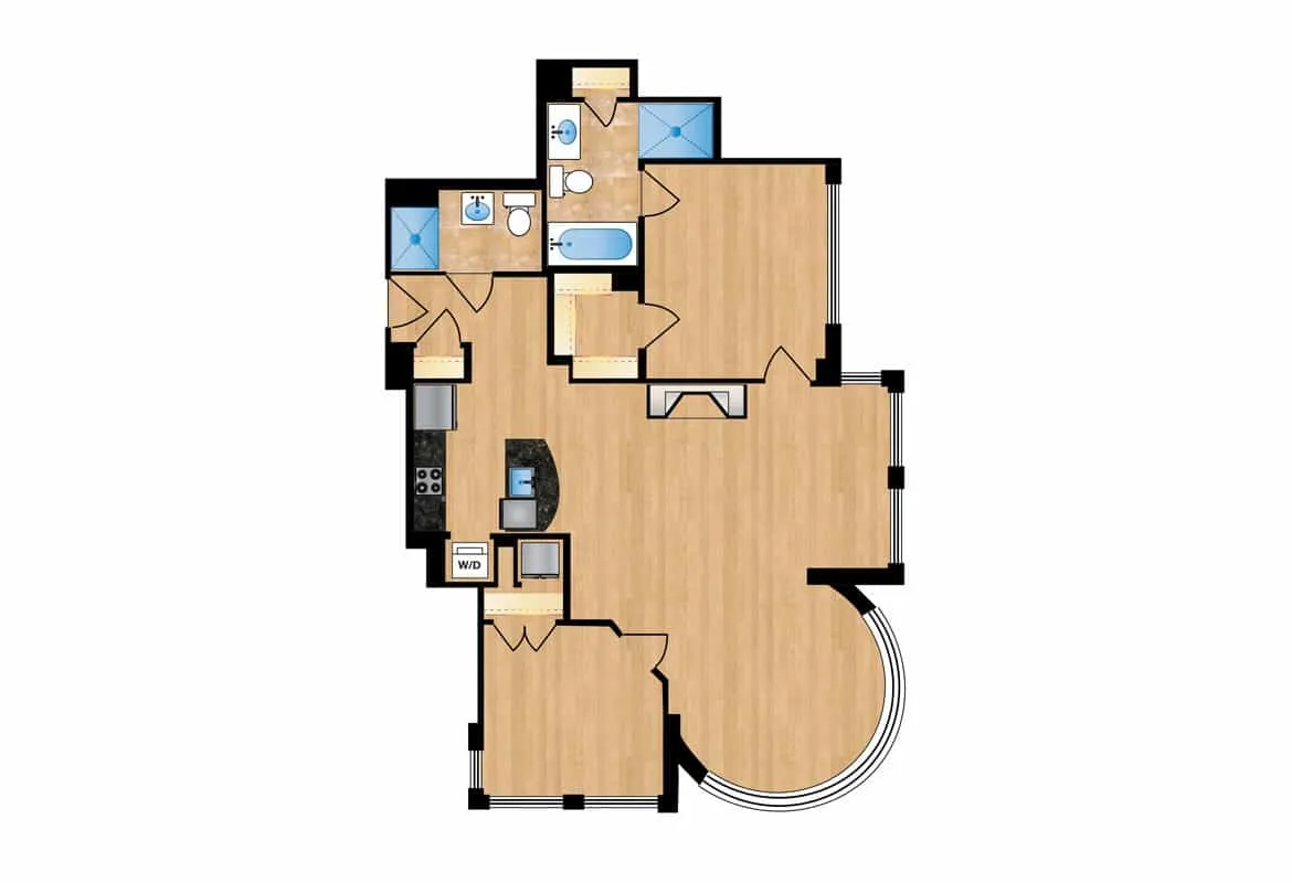 Two Bedroom — Units 201-601 floor plan