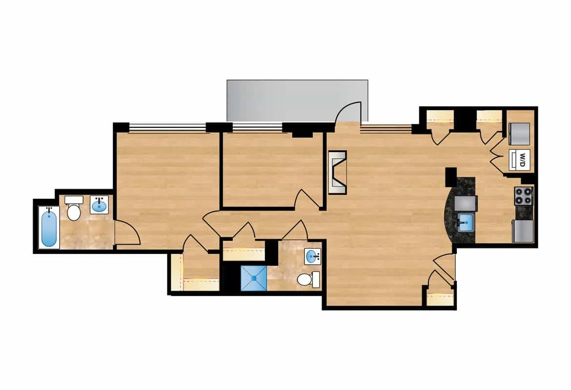 Two Bedroom — Units 204-604 floor plan