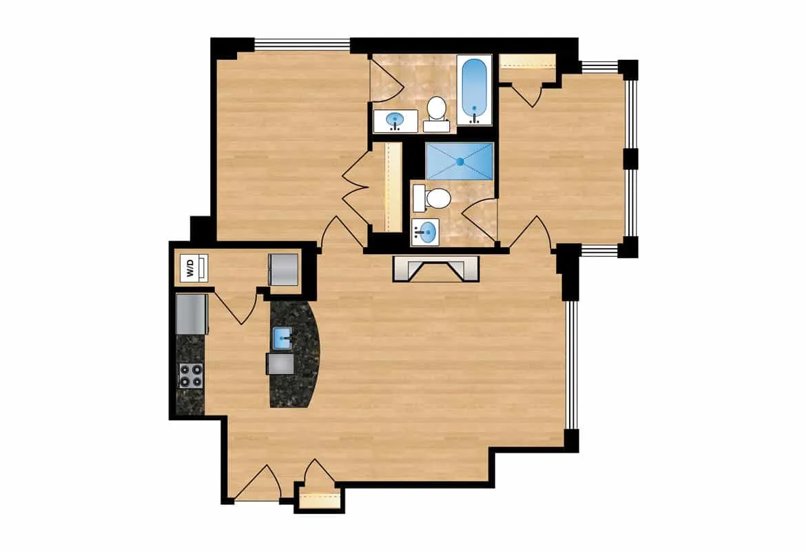Two Bedroom — Units 207-607 floor plan