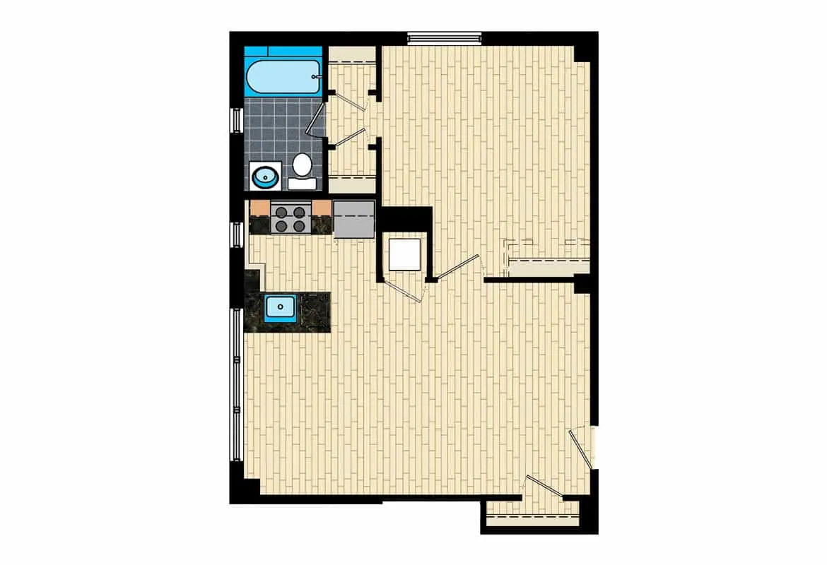 One Bedroom — Tier 10 floor plan
