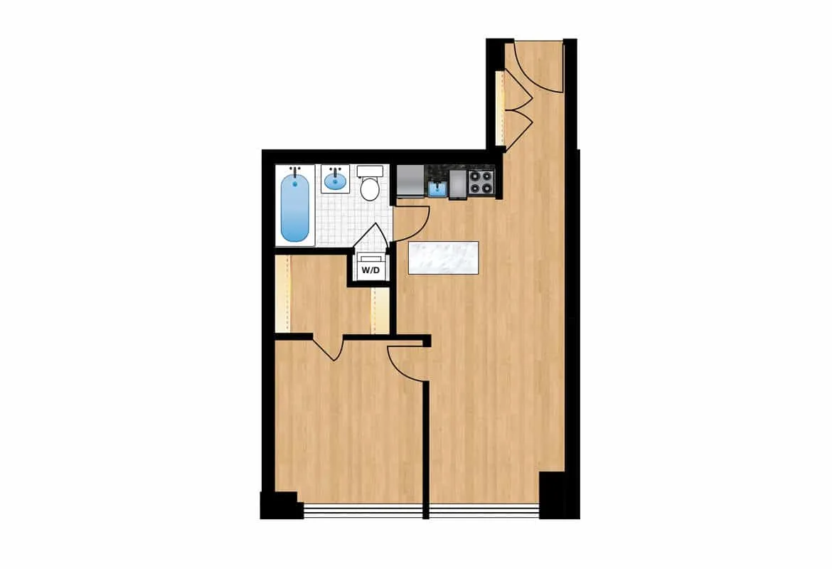 One Bedroom — Tier 11 & 14 floor plan