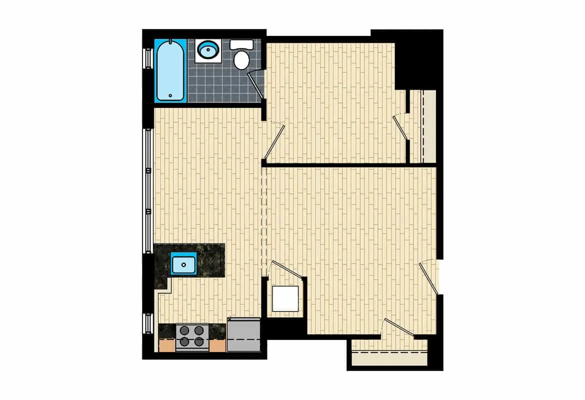 One Bedroom — Tier 12 floor plan