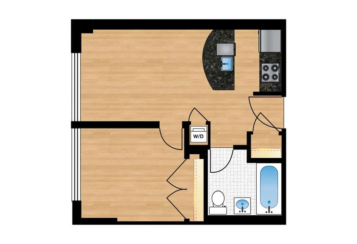 One Bedroom — Tier 12 & 13 floor plan