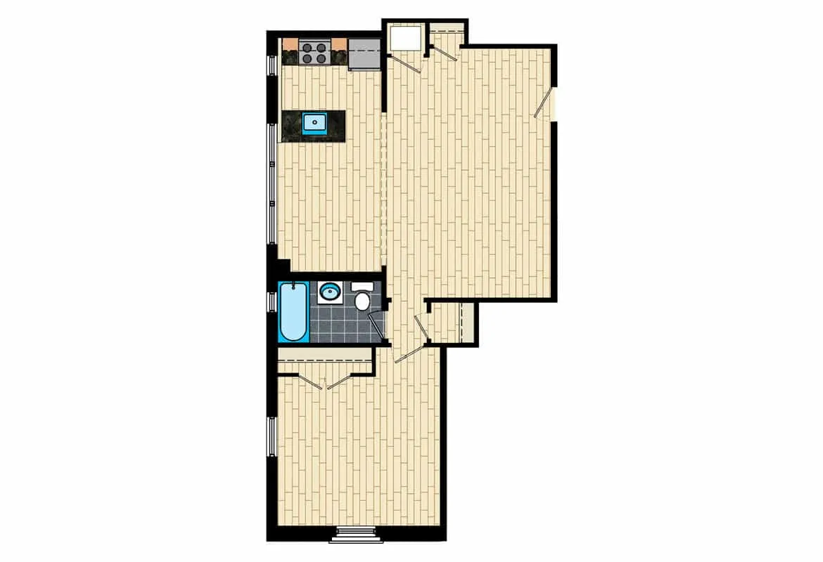 One Bedroom — Tier 13 floor plan