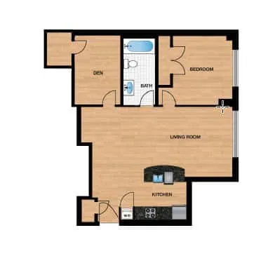 One Bedroom — Tier 13 floor plan