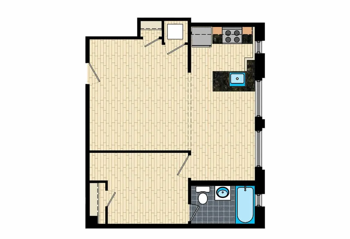 One Bedroom — Tier 15 floor plan
