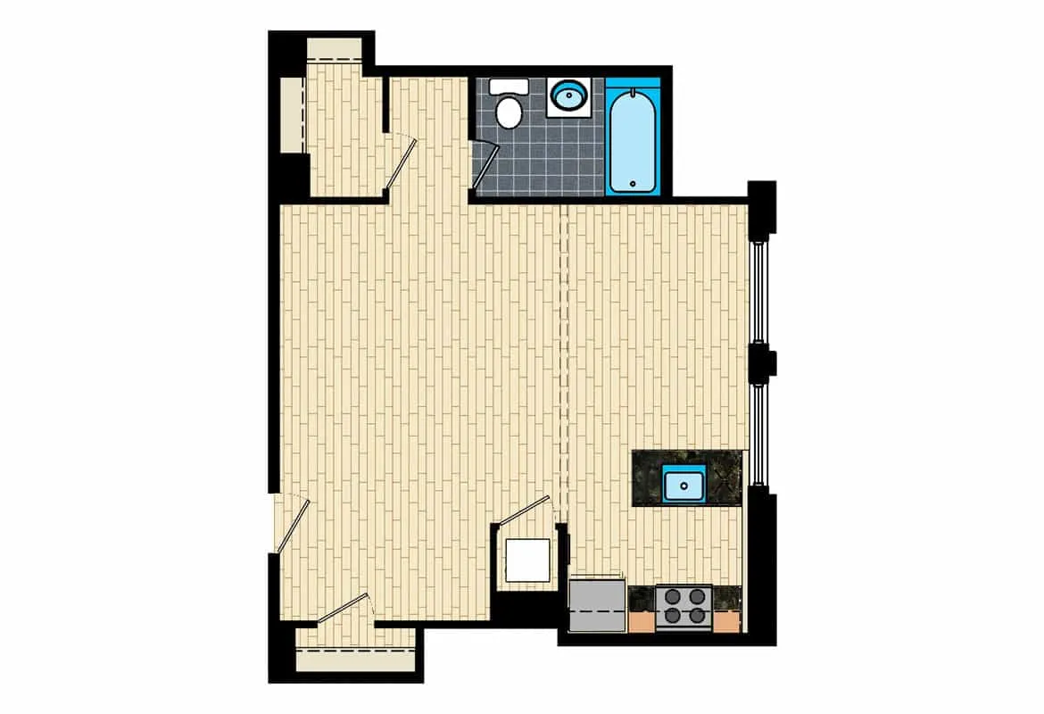 Studio — Tier 16 floor plan