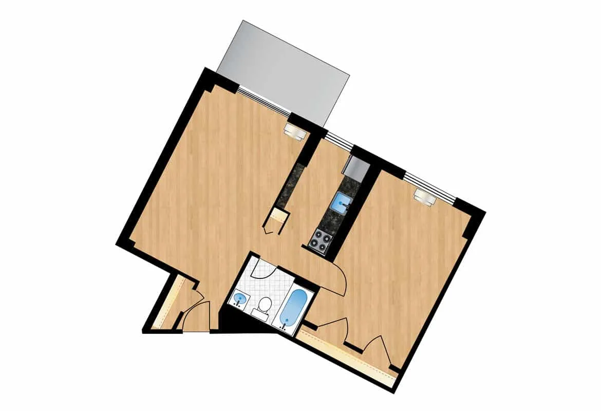 One Bedroom — Tier 17 floor plan