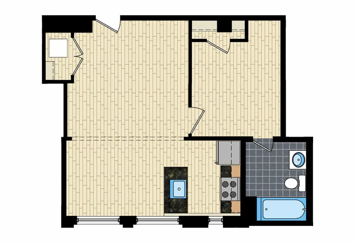 One Bedroom — Tier 18 floor plan