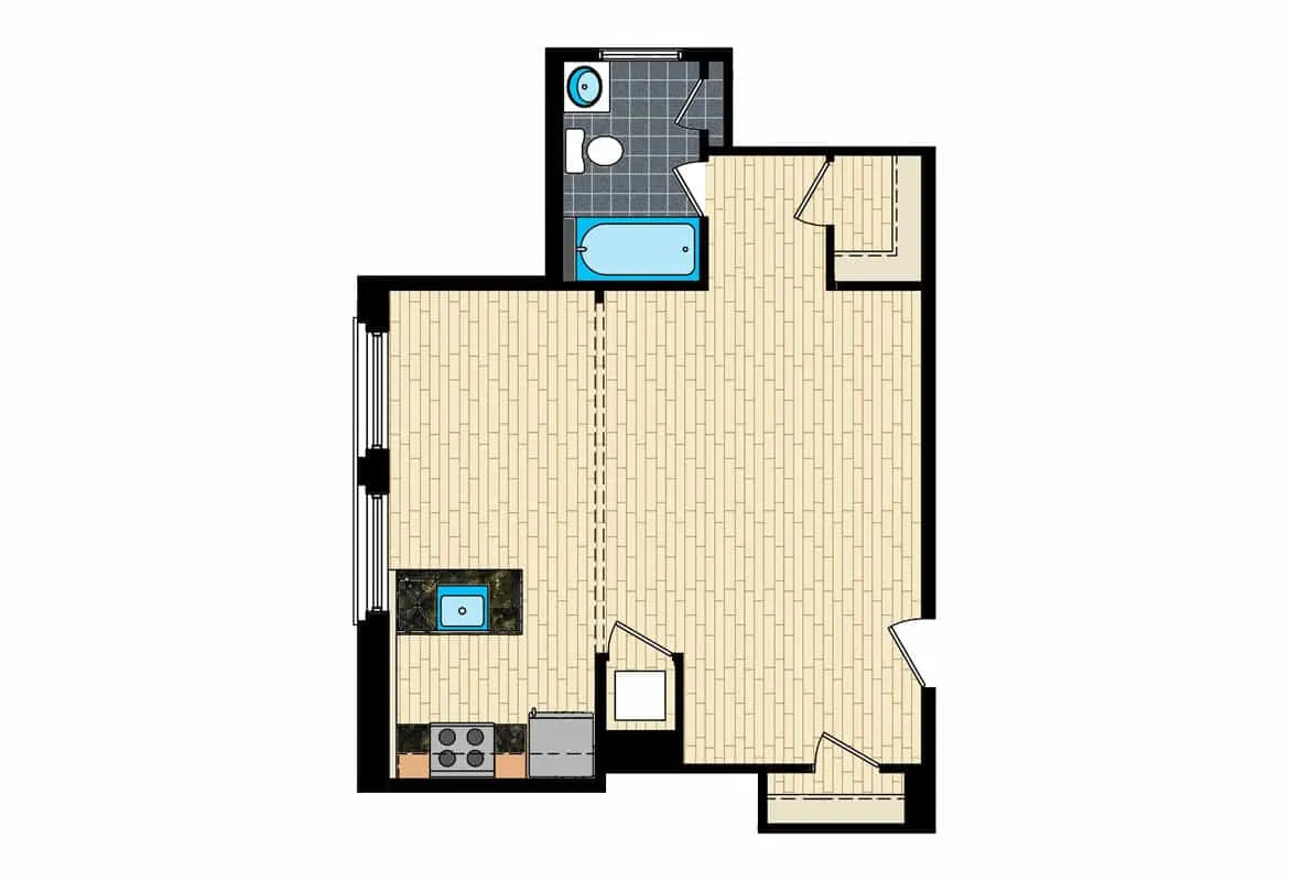 Studio — Tier 19 floor plan