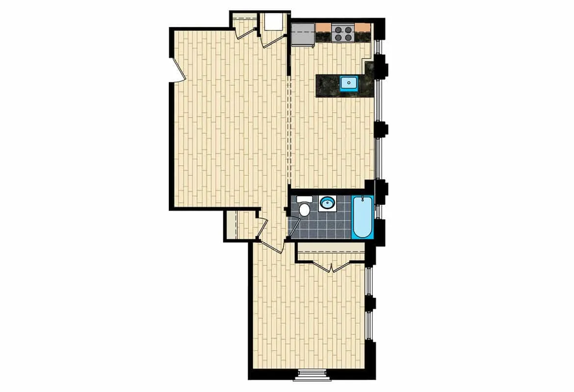 One Bedroom — Tier 2 floor plan