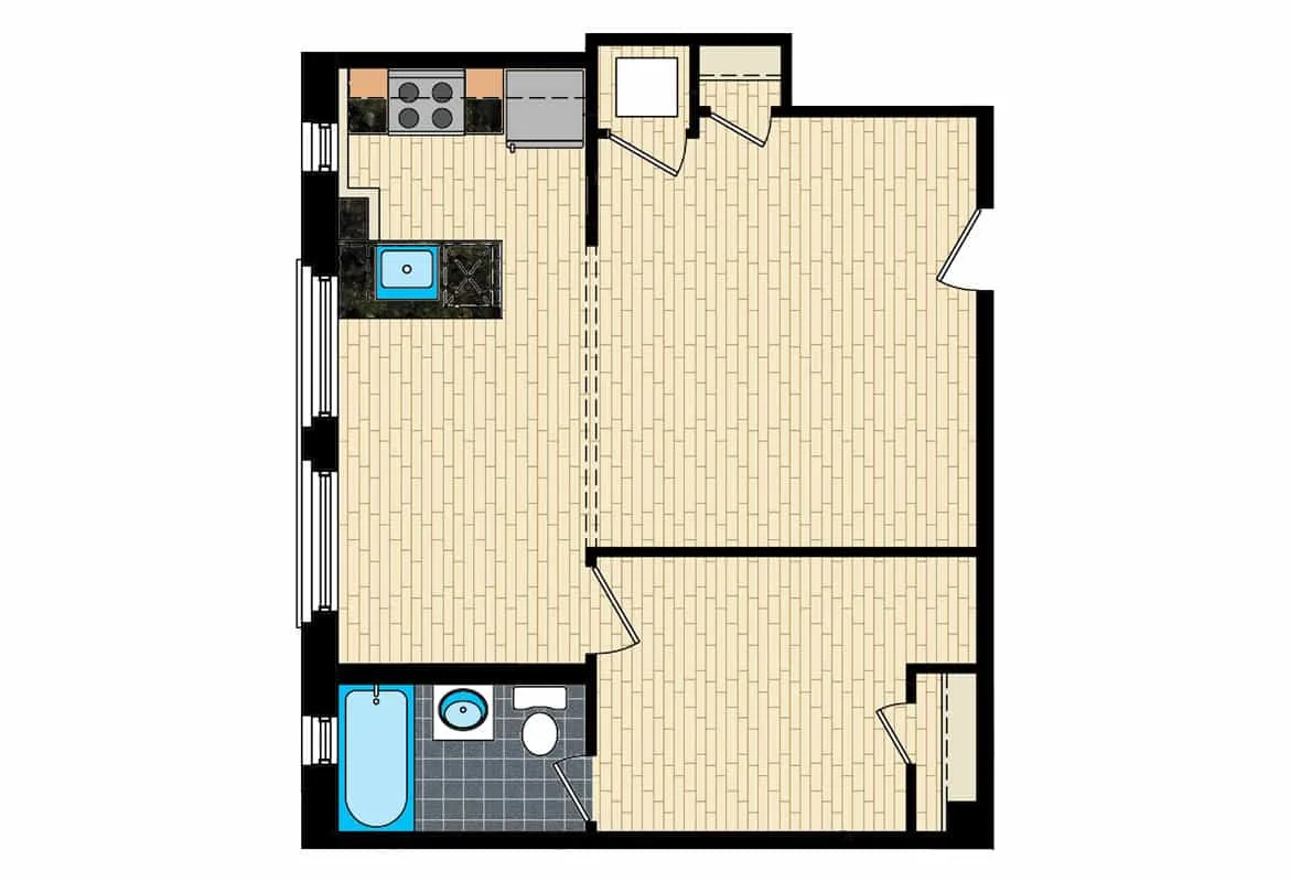 One Bedroom — Tier 20 floor plan