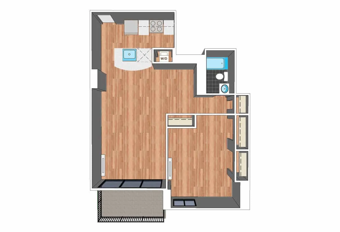 One Bedroom — Tier 22-26-30 floor plan