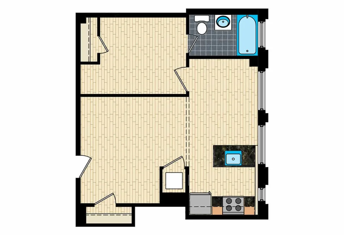 One Bedroom — Tier 3 floor plan