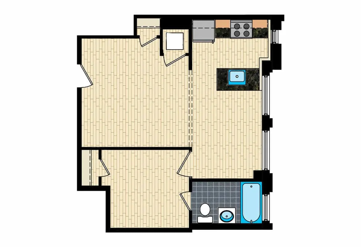 One Bedroom — Tier 4 floor plan