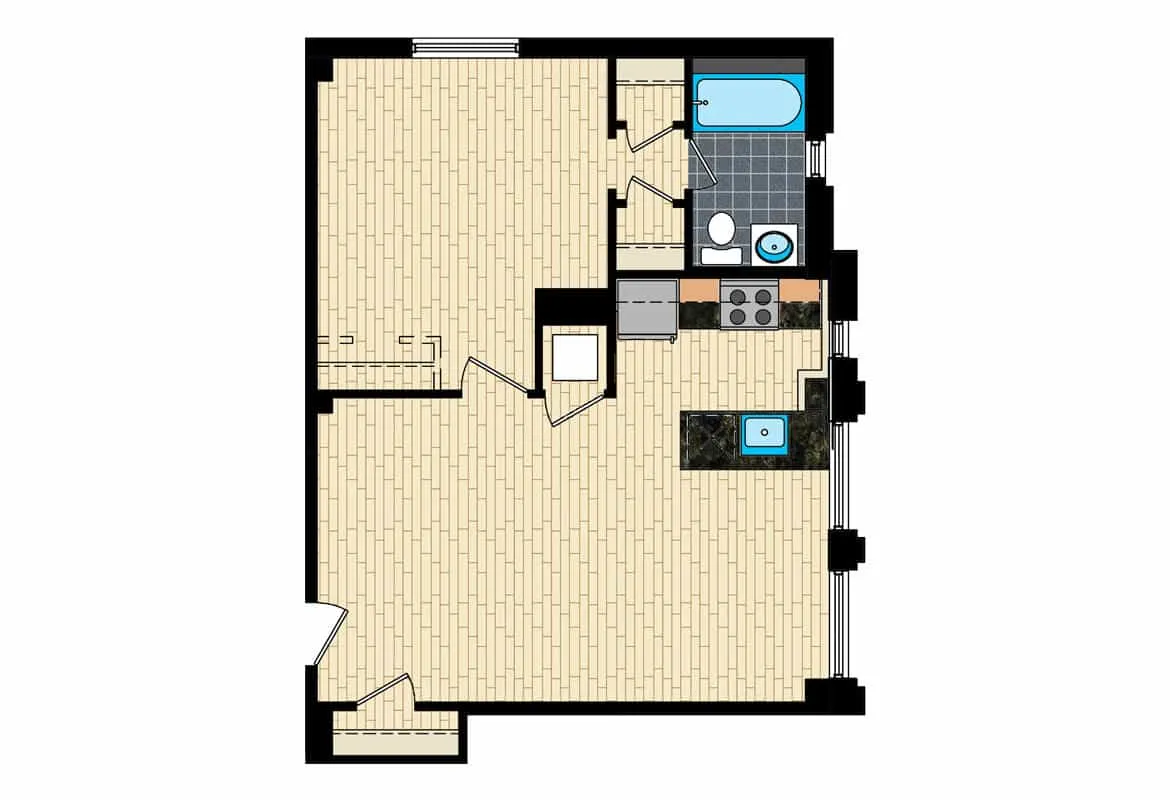 One Bedroom — Tier 5 floor plan