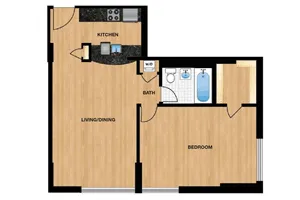 One Bedroom — Tier 5 floor plan