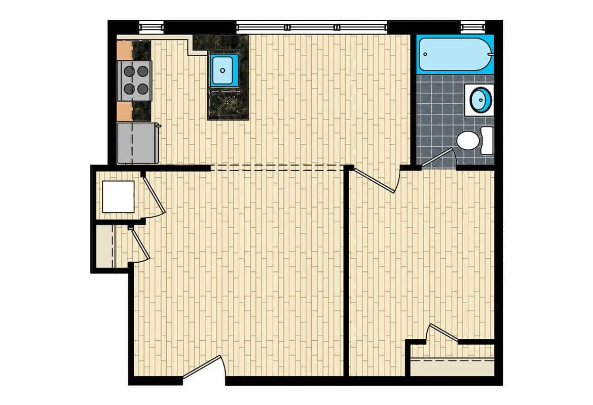 One Bedroom — Tier 6 floor plan