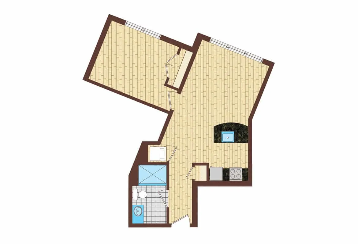 One Bedroom — Tier 6 floor plan