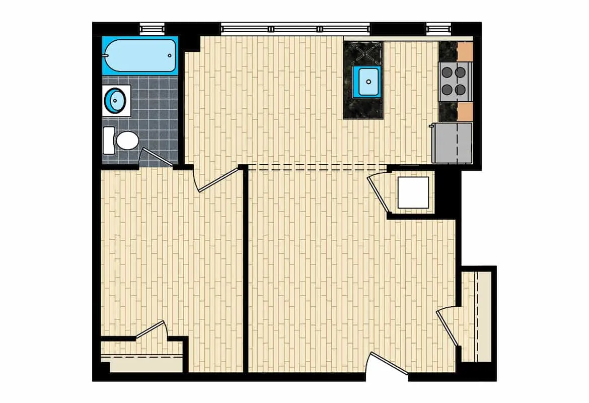 One Bedroom — Tier 7 floor plan