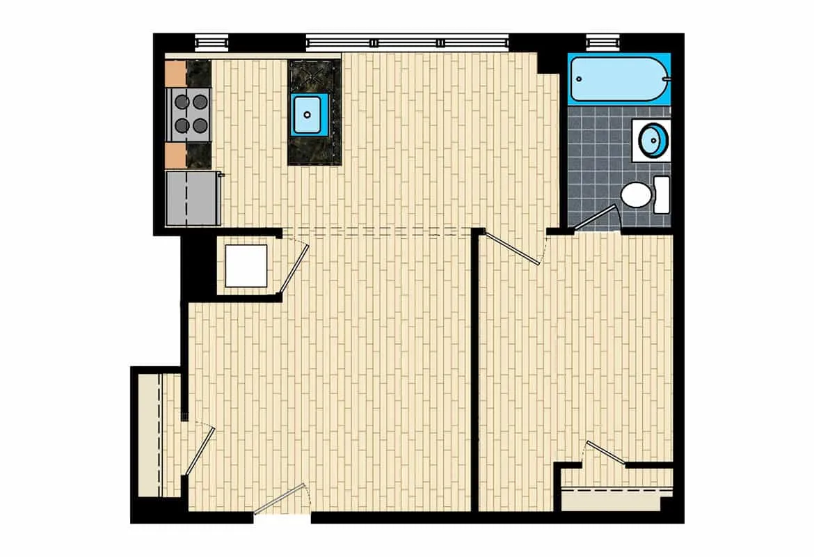 One Bedroom — Tier 8 floor plan