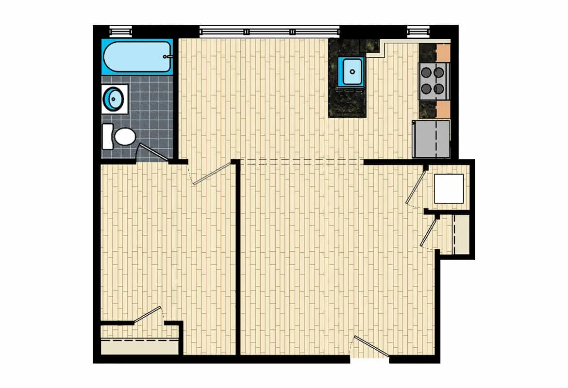 One Bedroom — Tier 9 floor plan