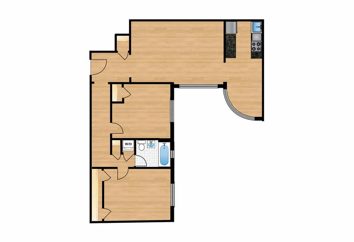 Two Bedroom — Tiers 20 & 21 floor plan