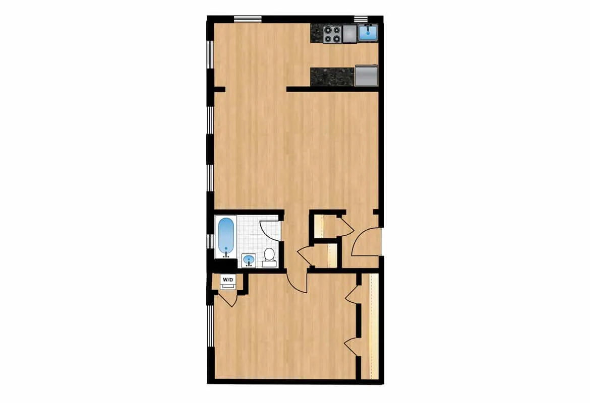 One Bedroom — Tiers 7-8 floor plan