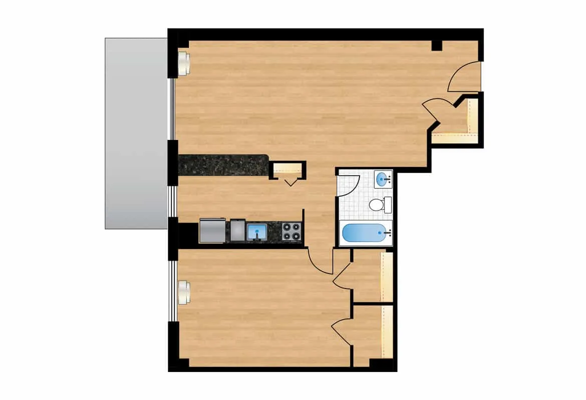 One Bedroom — Unit 1001 floor plan