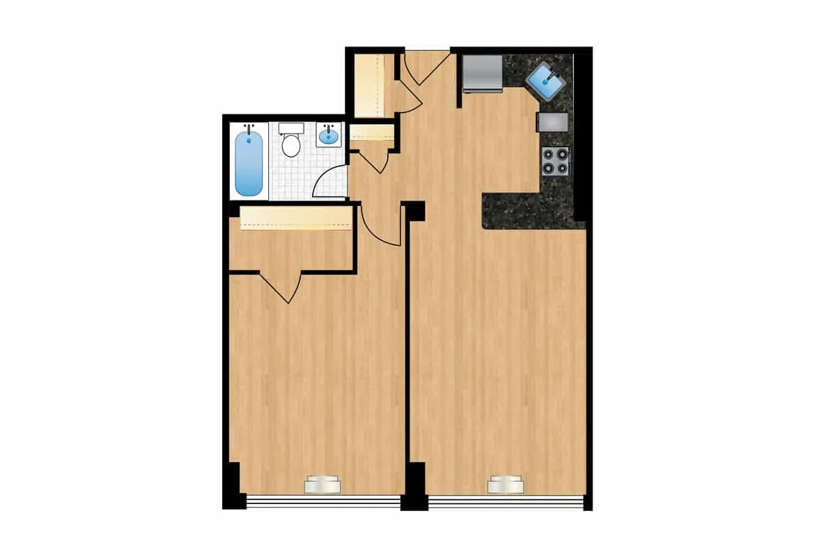 One Bedroom — Unit 1008 floor plan