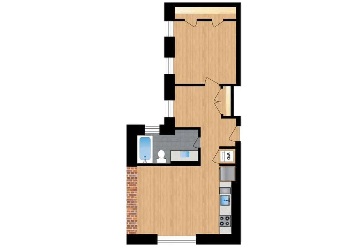 One Bedroom — Unit 101 floor plan