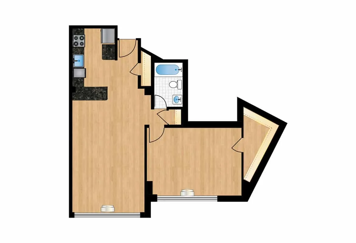 One Bedroom — Unit 1015 floor plan