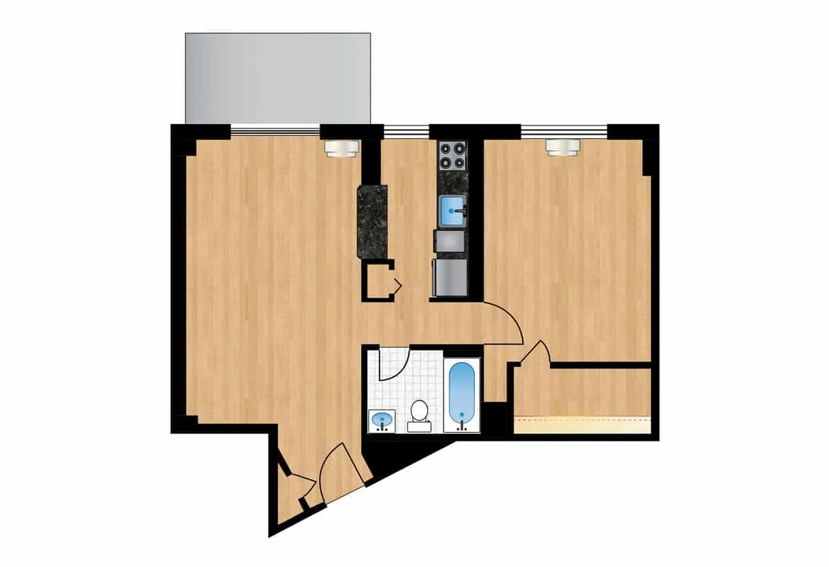 One Bedroom — Unit 1017 floor plan