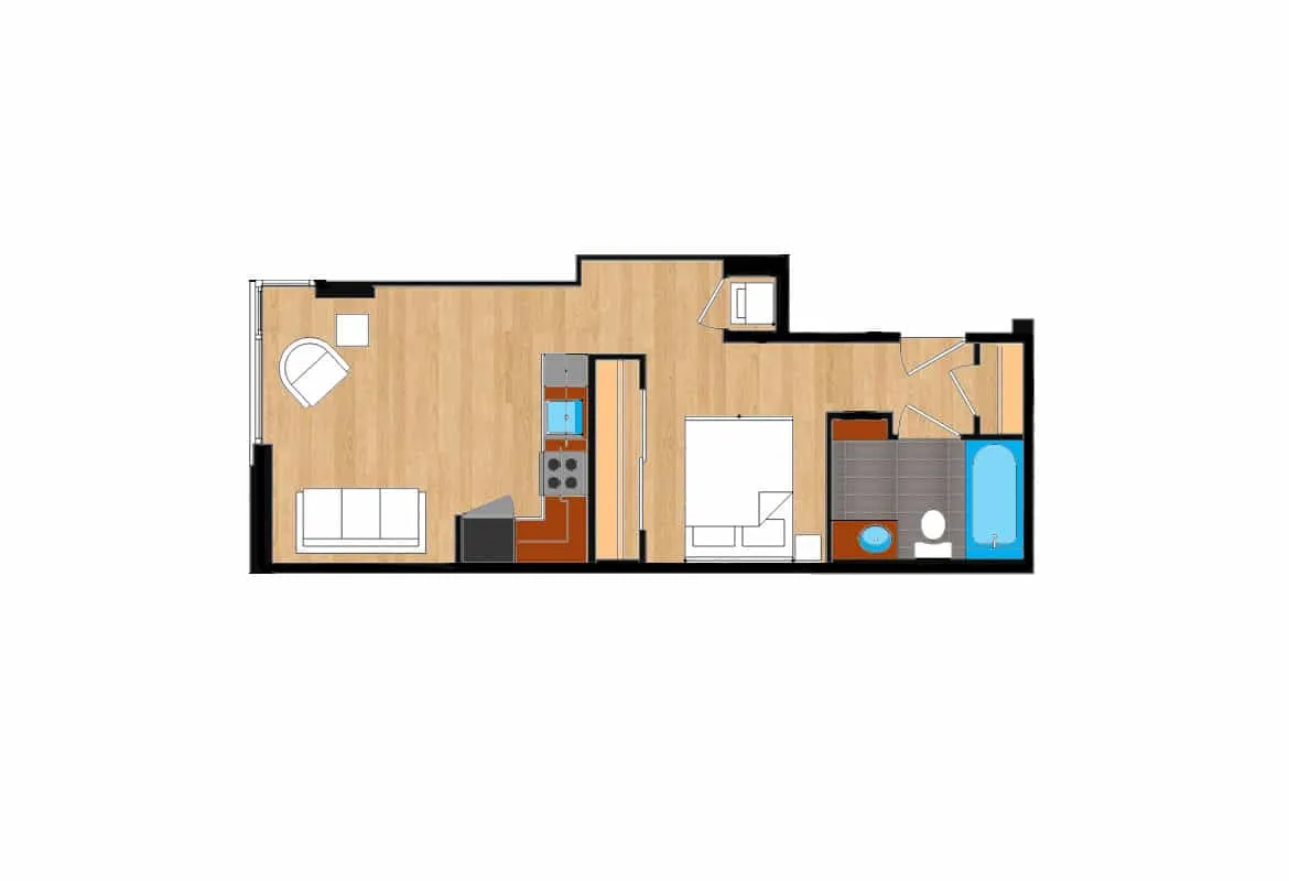 Jr. One Bedroom — Unit 103 floor plan