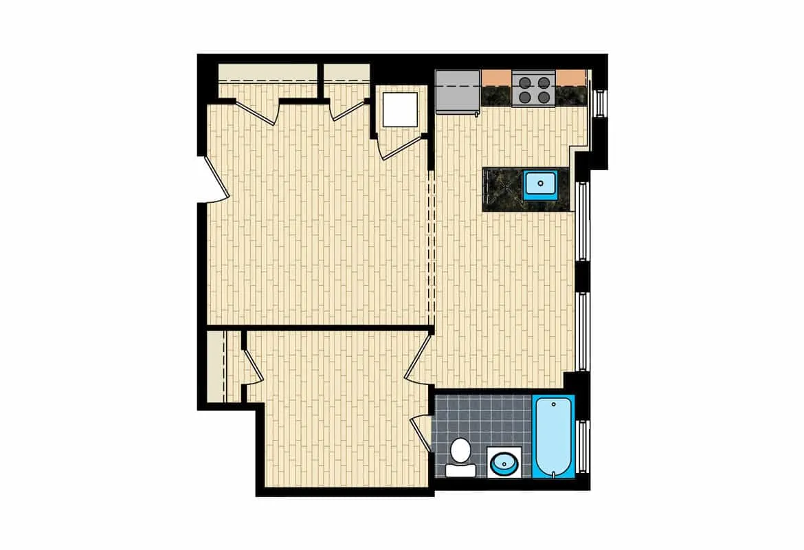 One Bedroom — Unit 104 floor plan