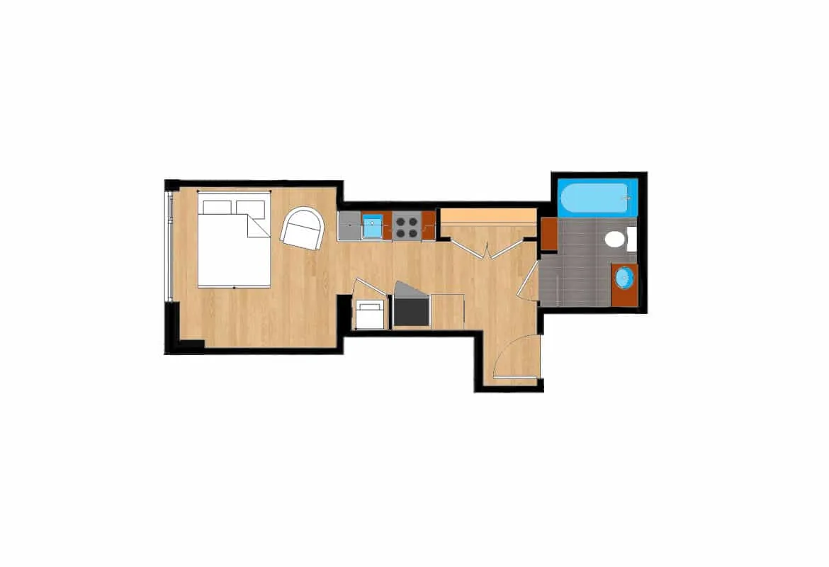 Studio — Unit 104 floor plan