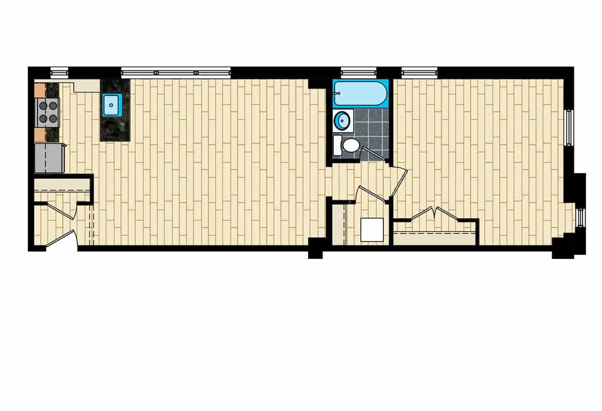 One Bedroom — Unit 105 floor plan
