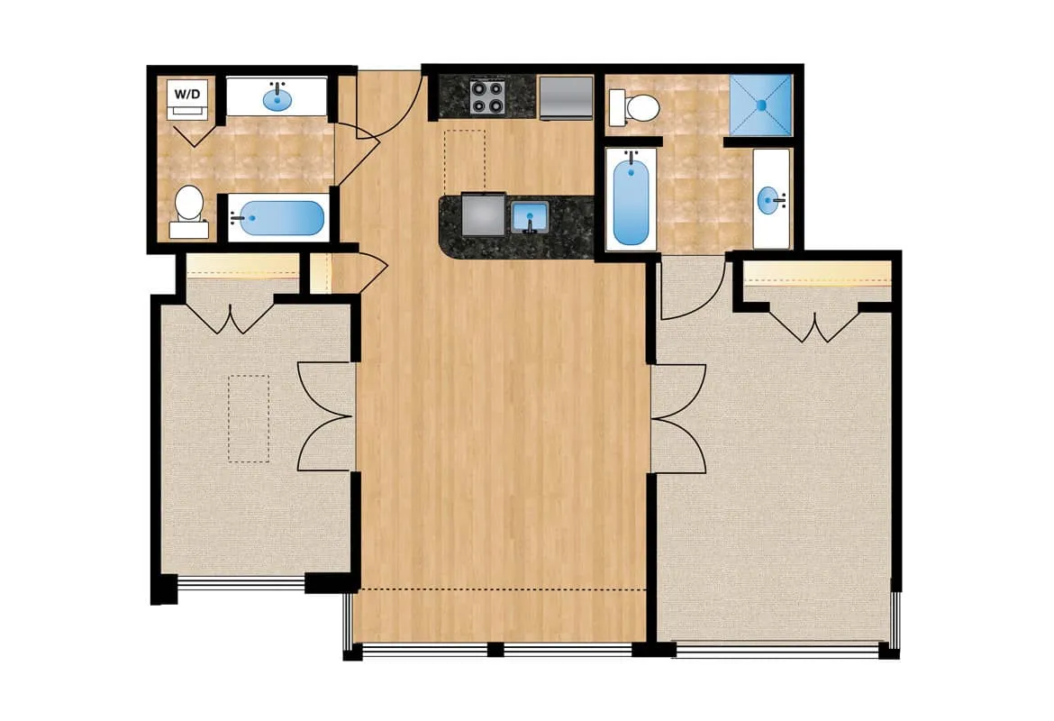 Two Bedroom — Unit 105-405 floor plan