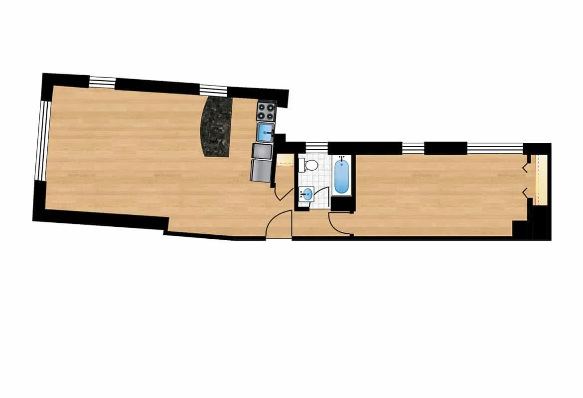 One Bedroom — Unit 109 floor plan
