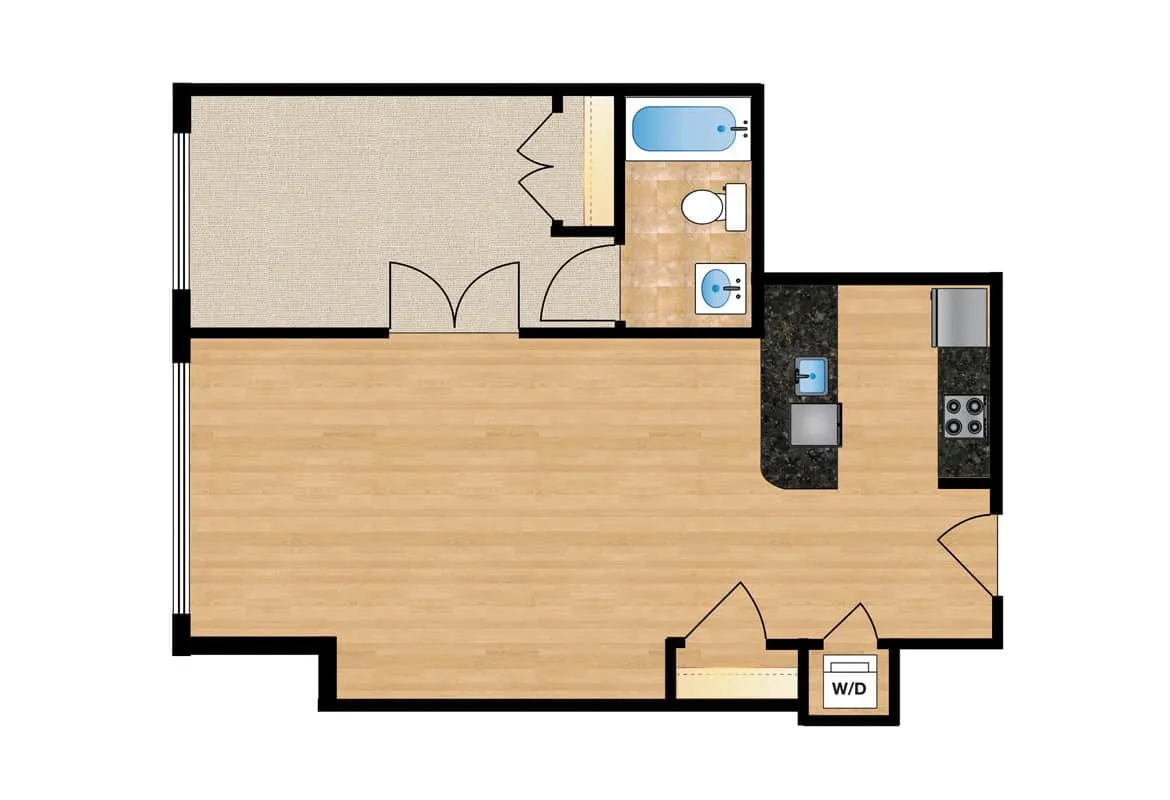 One Bedroom — Unit 110 floor plan