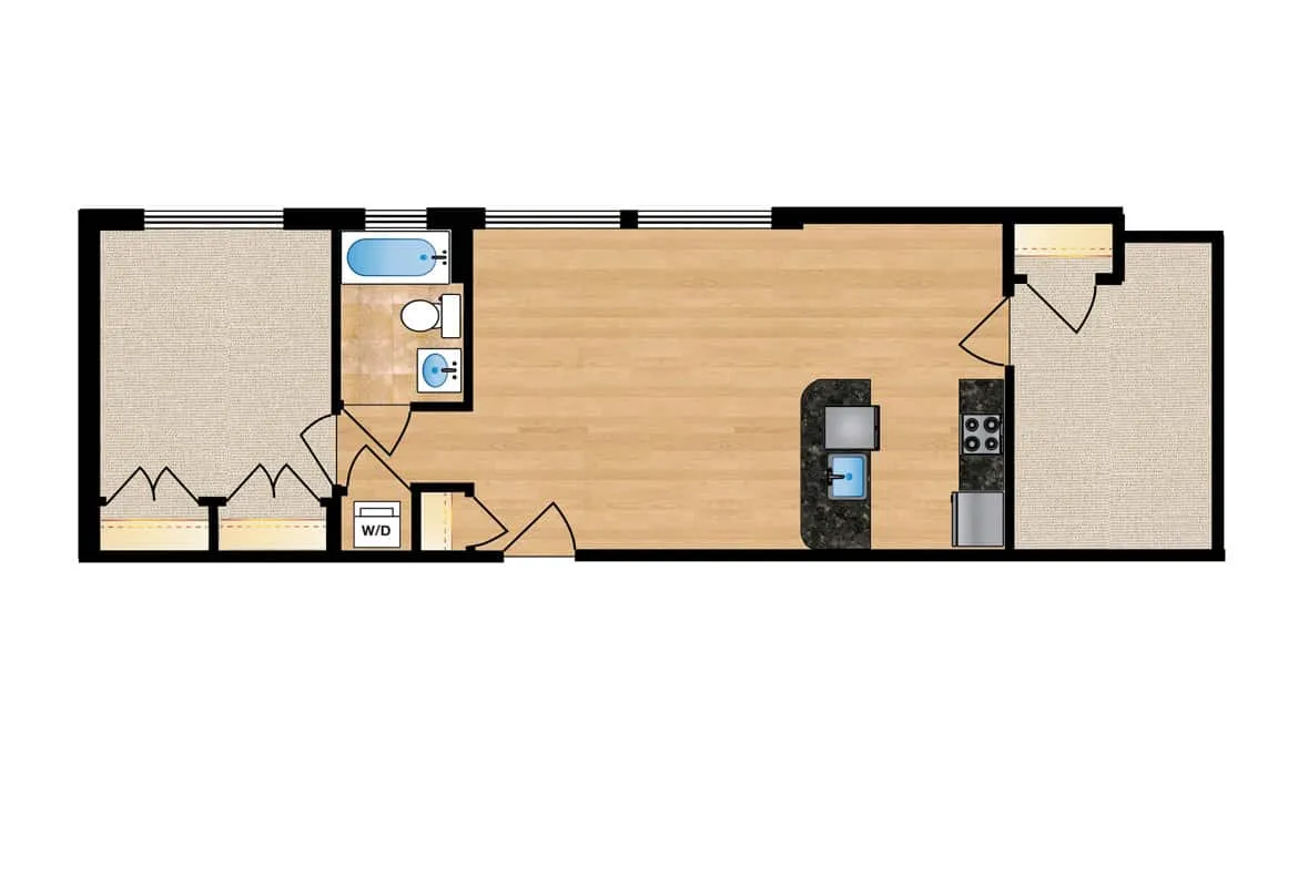 One Bedroom with Study — Unit 111 floor plan