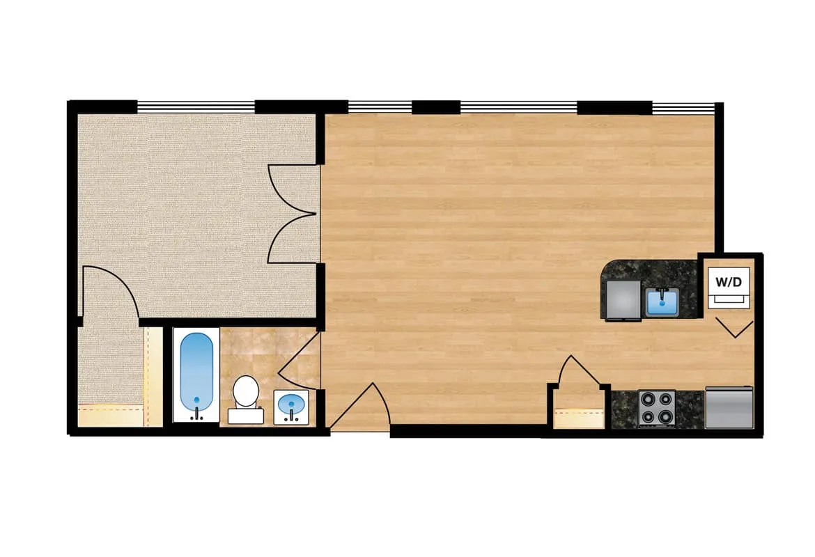 One Bedroom — Unit 212 floor plan