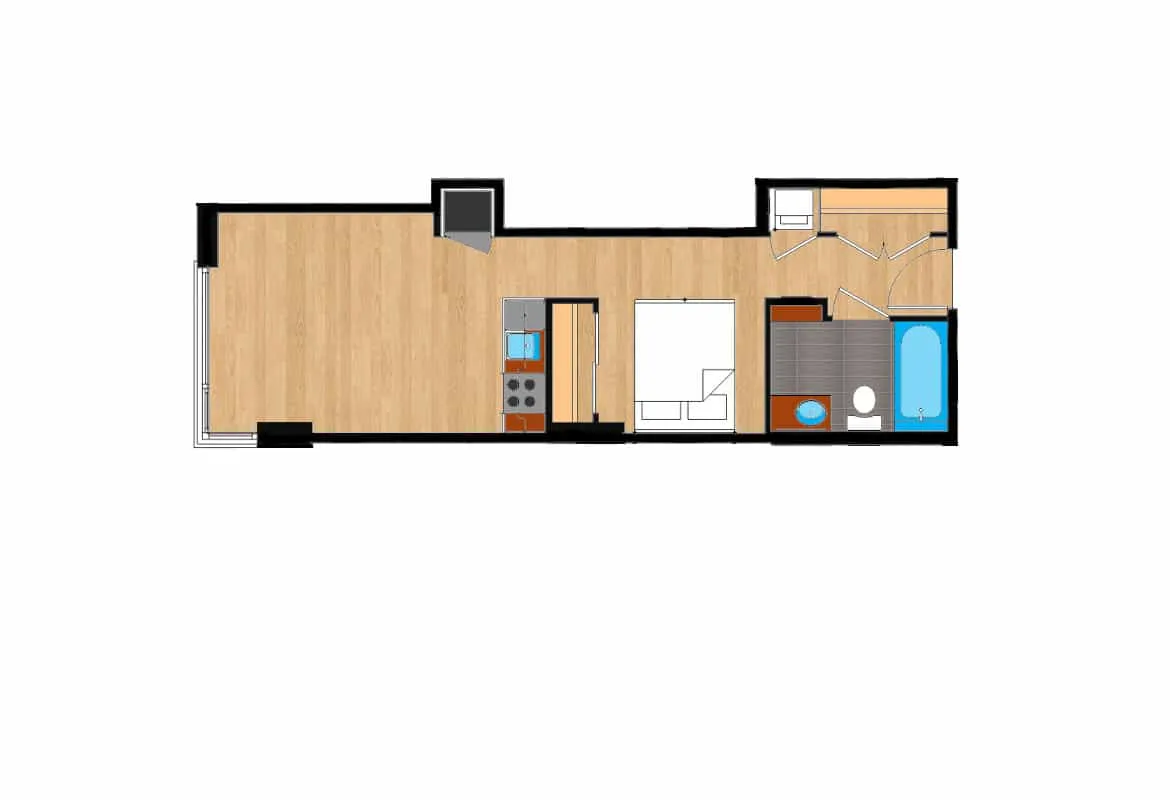 Jr. One Bedroom — Unit 212-912 floor plan