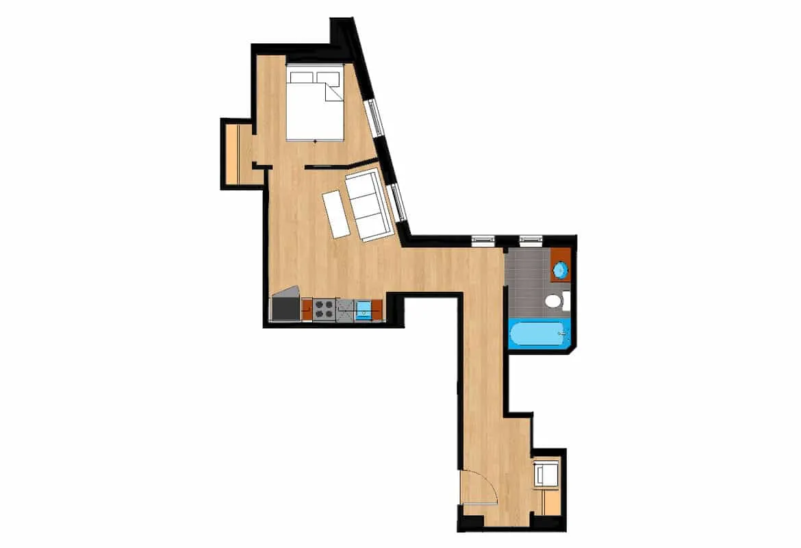 Jr. One Bedroom — Unit 222 floor plan