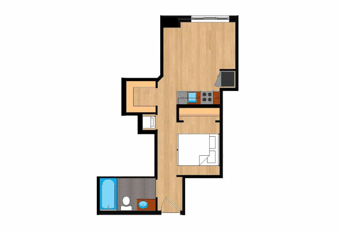 Jr. One Bedroom — Unit 223 floor plan